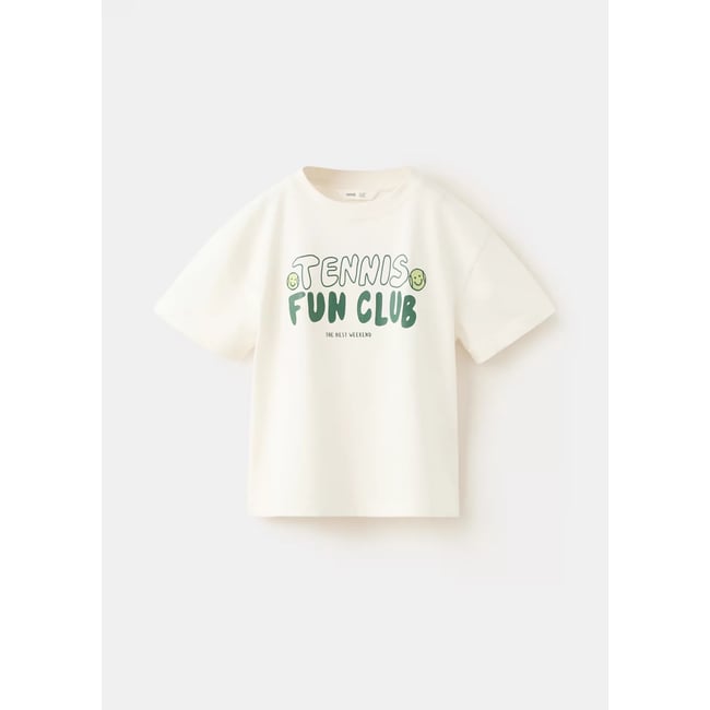 T-shirt 100 % coton phrase blanc cassé <span itemprop=