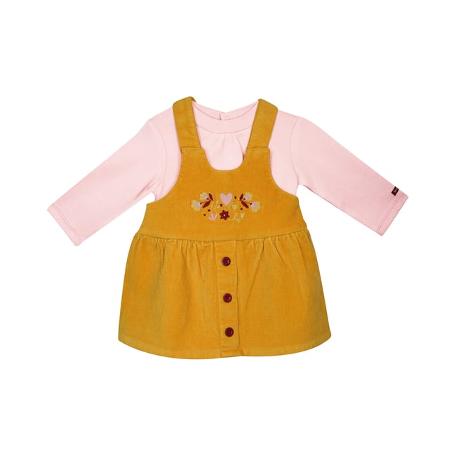 Tshirt robe irma velours cotele bebe jaune <span itemprop=