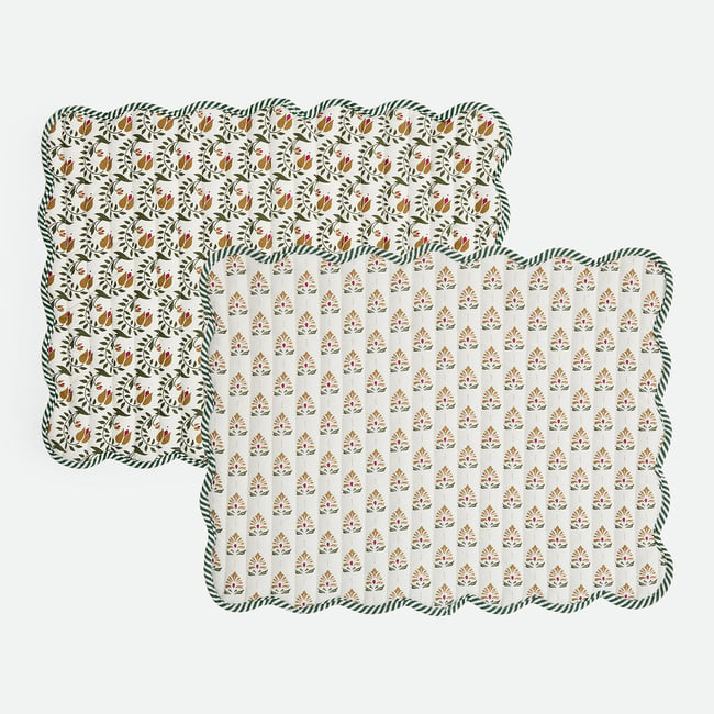 Set of 2 Sivali Cotton Reversible Placemats, print/ecru background, LA REDOUTE INTERIEURS