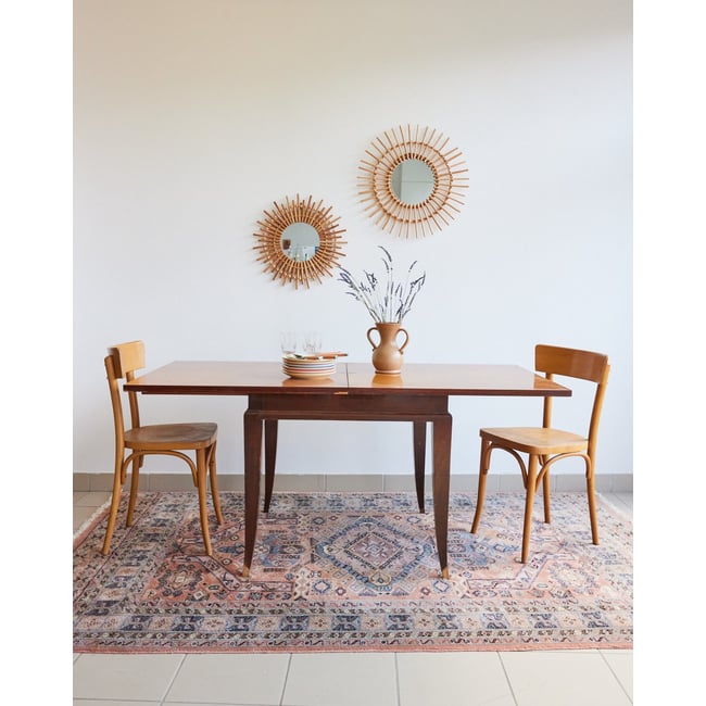 Table à manger en bois Karla N°1192 - Bon état Couleur bois clair <span itemprop=