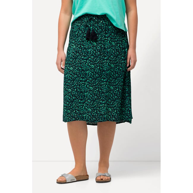 Jupe midi à motif léopard marine <span itemprop=