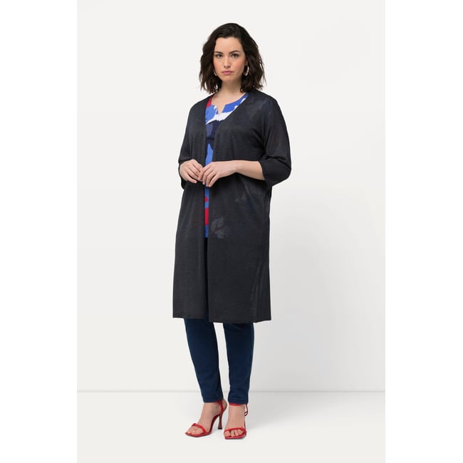Cardigan coupe ouverte, encolure en V marine <span itemprop=