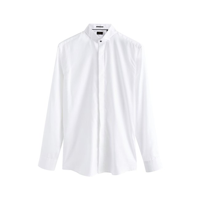 Robe chemise à manchette simple blanc <span itemprop=