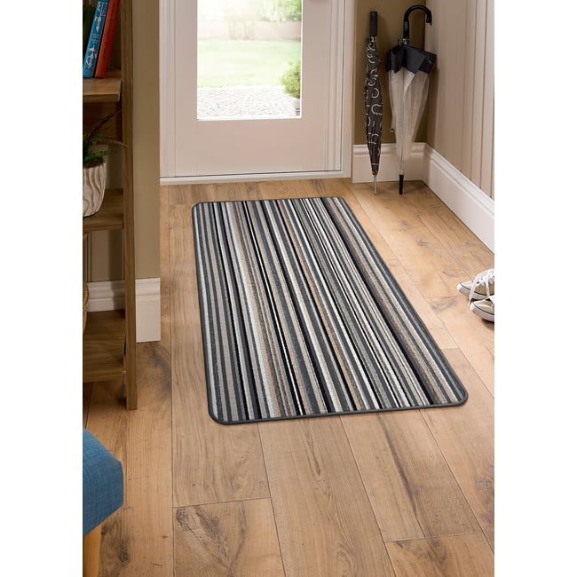 My Stain Resistant Candy Multi Mono Stripe Runner Mat, white/black striped, MY MAT