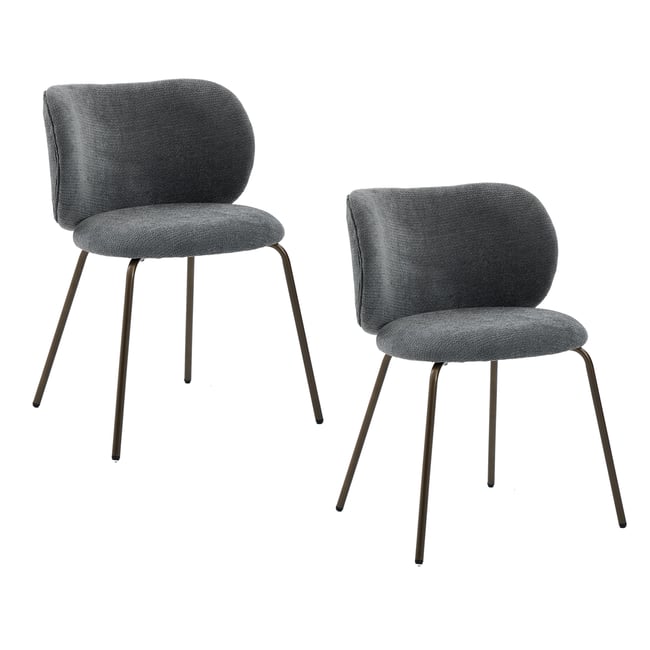 Lot de 2 chaises de salle à manger modernes en chenille tissu, KAROMIC - MEUBLES COSY