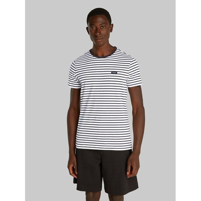 Camiseta de cuello redondo y manga corta azul/blanco <span itemprop=