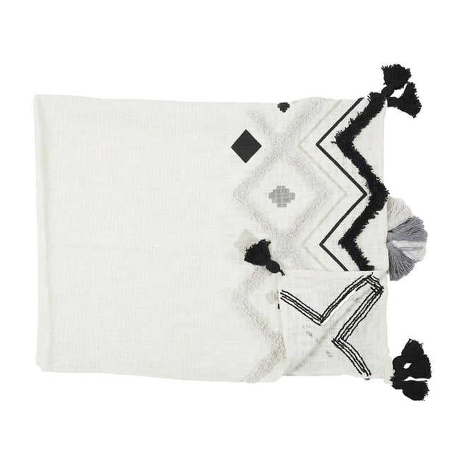 Jeté De Canapé Ethnique Tufté Noir 130x150 v002228 <span itemprop=