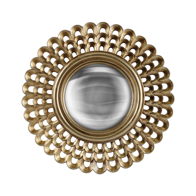 Miroir rond convexe 28,8cm Couleur or <span itemprop=