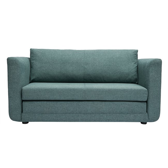 Canapé convertible 2 places en tissu vert de gris LEON - MILIBOO