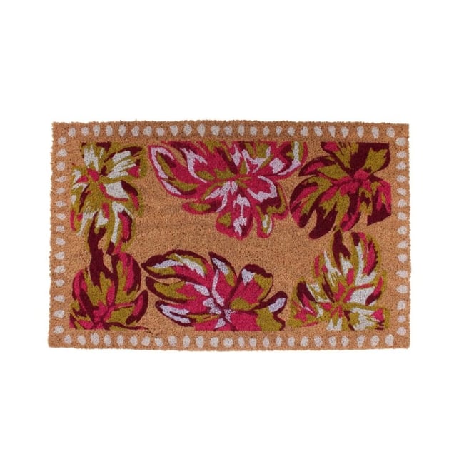 Paillasson coco imprimé floral 50x80cm Couleur rose <span itemprop=