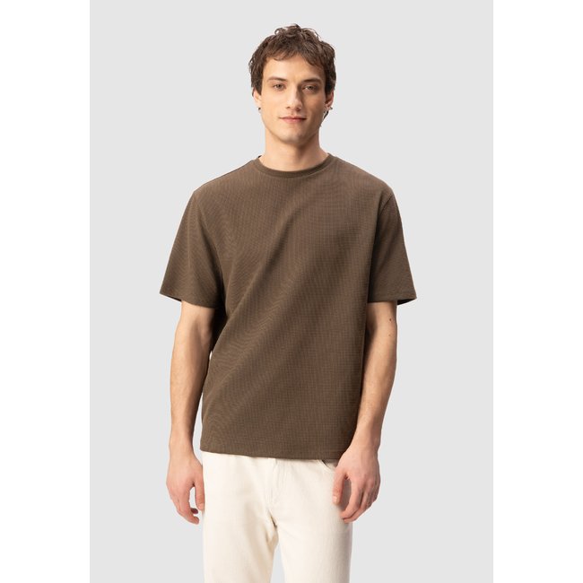 T-shirt nid d'abeille visuel dos kaki fonce <span itemprop=