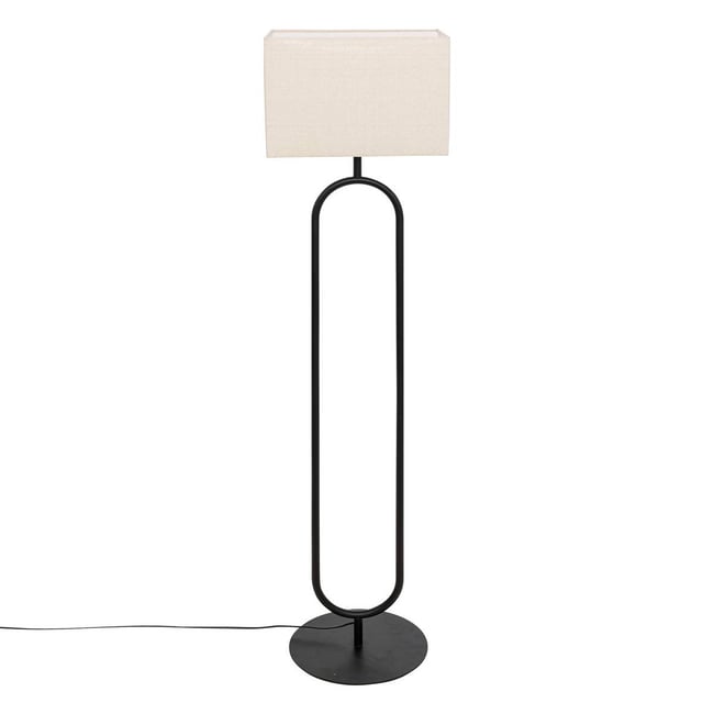 Lampadaire métal abat-jour lin ALEC Couleur noir <span itemprop=