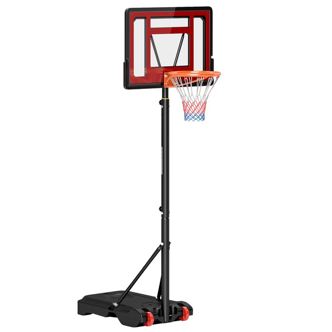 Panier de basketball sur pied réglable H.160–210 cm lestage roulettes noir <span itemprop=