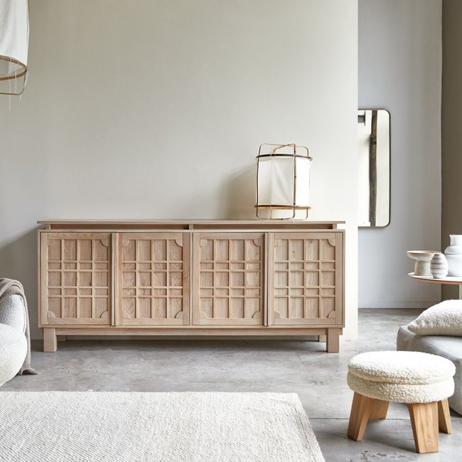 Buffet en chêne massif 220 cm BODI Couleur naturel <span itemprop=