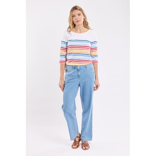 Pantalon à pont en denim jean <span itemprop=