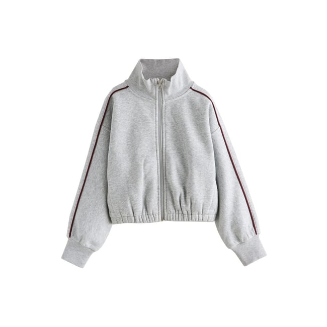 Sweat zippé gris <span itemprop=