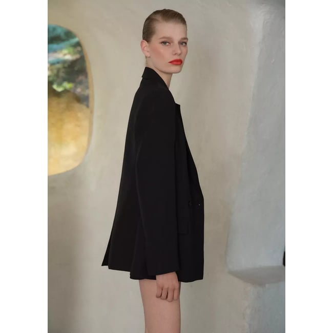 Blazer costume double boutonnage noir <span itemprop=