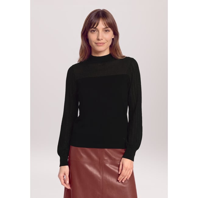Pull-over en maille à fils de fil textile noir <span itemprop=