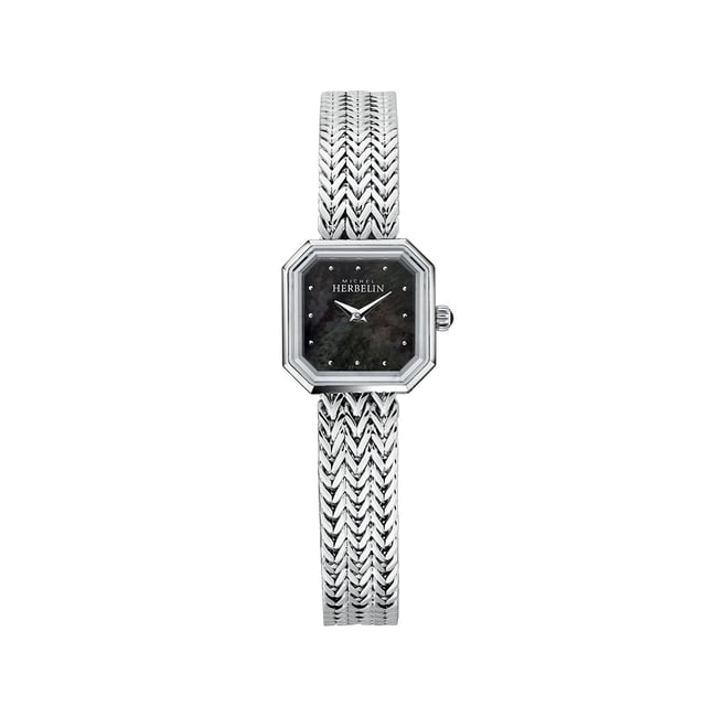 Montre Analogique  OCTOGONE argenté noir argenté <span itemprop=