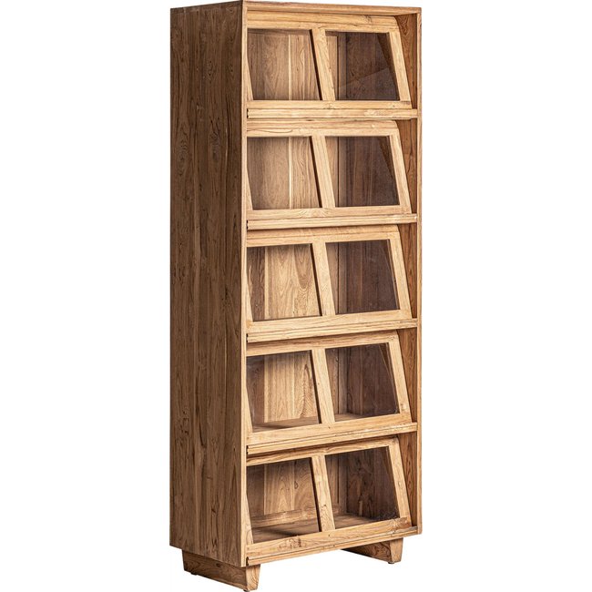 Vitrine en teck recyclé, S.backlyn Couleur teinte bois naturel scandinave chic <span itemprop=