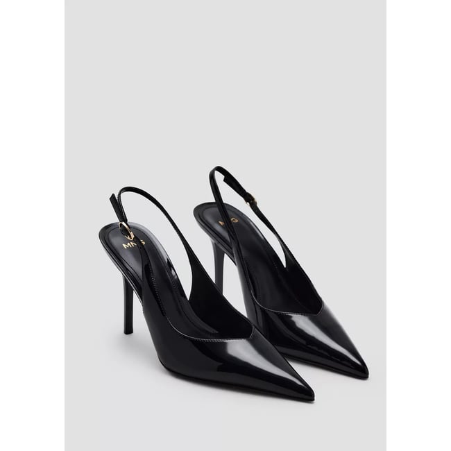 Chaussures à talon en cuir vernis noir <span itemprop=