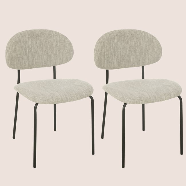 Chaises de salle à manger design en tissu beige (lot de 2) - ARKO Couleur beige <span itemprop=