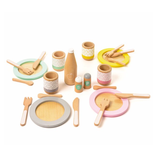 Dînette 23 pièces en bois multicolore <span itemprop=