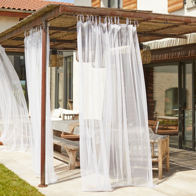 Voilage moustiquaire à nouettes blanc <span itemprop=