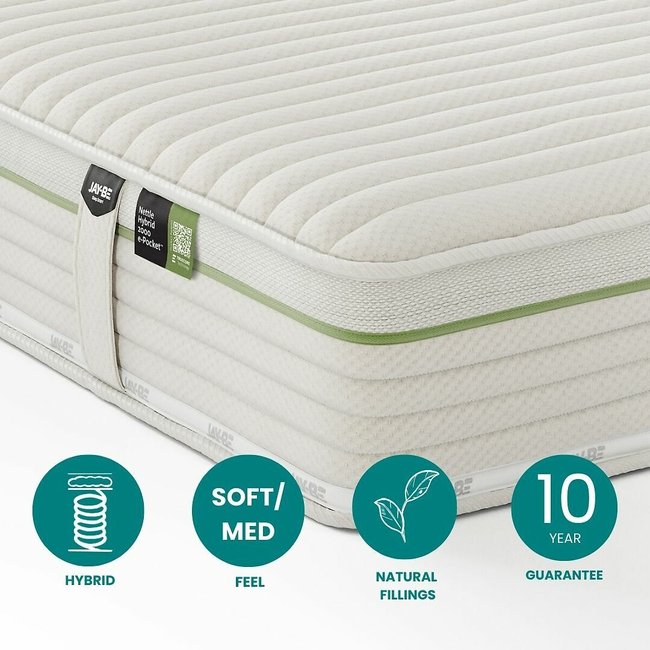 Jay-Be® Natural All Seasons Nettle Hybrid 2000 e-Pocket Mattress, ecru/green, JAY-BE