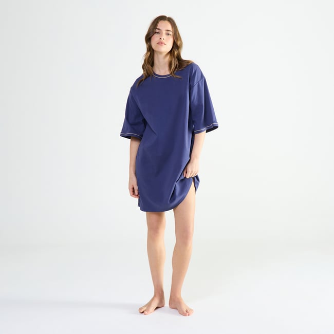 Chemise de nuit courte col rond en coton MYSTÉRIEUSE - LAURENCE TAVERNIER