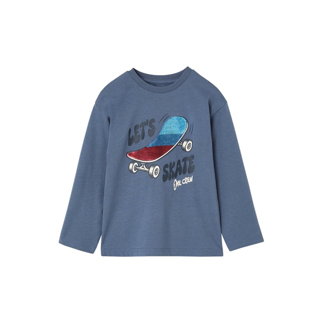 T-shirt manches longues bleu moyen <span itemprop=