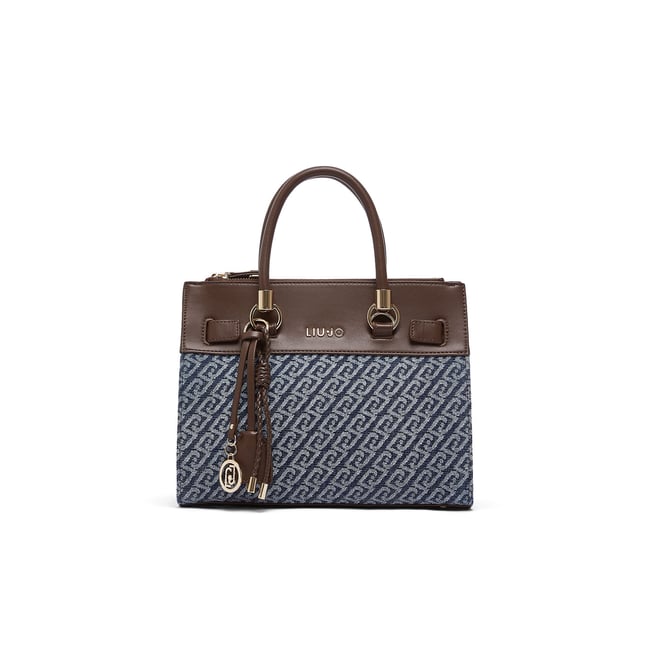 Sac satchel format petit effet denim denim bleu <span itemprop=