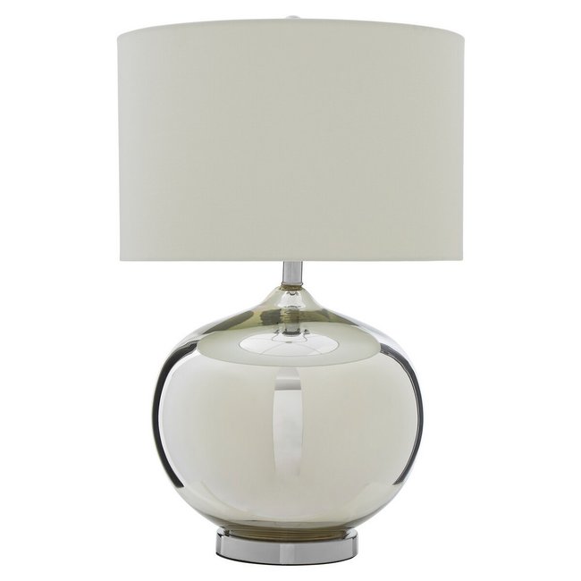 Glass and Chrome Curved Base with White Shade Table Lamp, white, SO'HOME