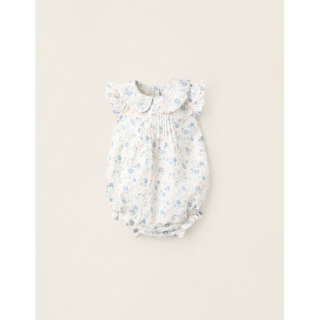 Combi en Coton Floral blanc <span itemprop=