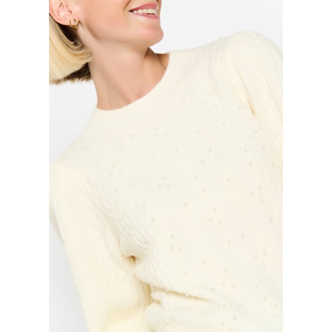 Pullover avec perles blanc vanille <span itemprop=