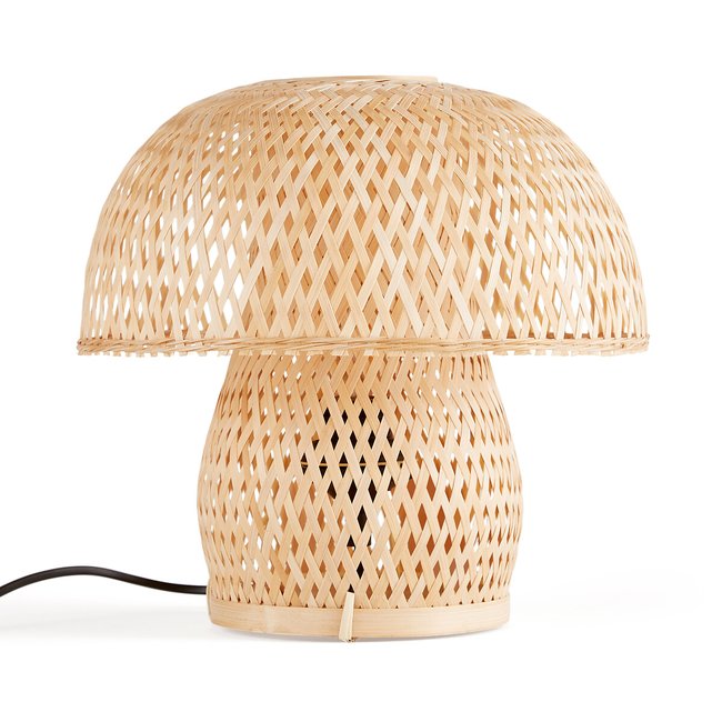 Lampe à poser, forme champignon, en bambou, Blini naturel <span itemprop=