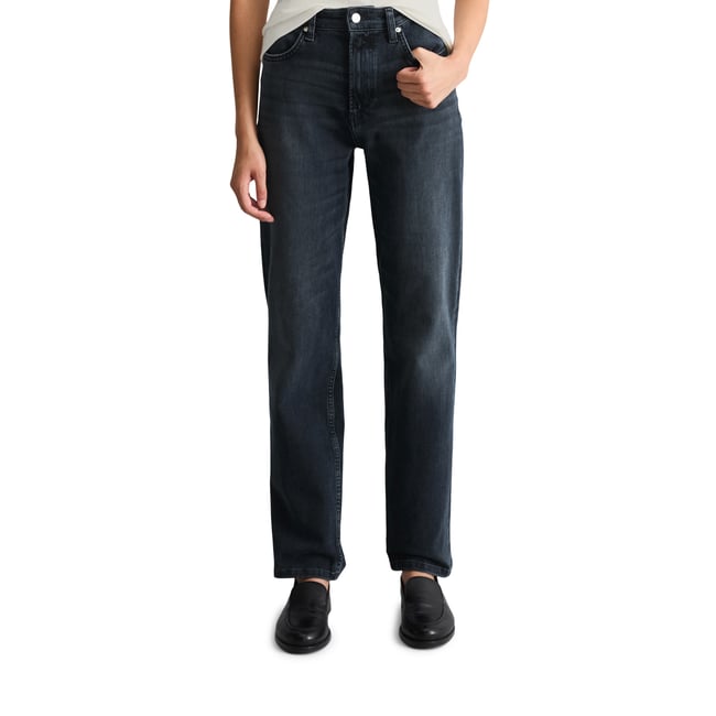 Jeans modèle Olina, coupe droite en coton stretch bio de haute qualité bleu <span itemprop=