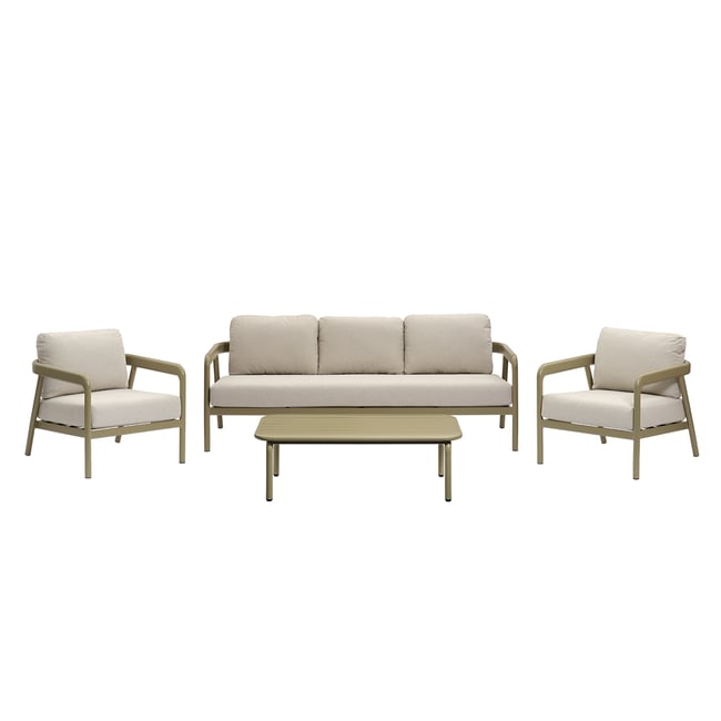 Salon de jardin bas 5 places en aluminium  ORYO beige_chine <span itemprop=