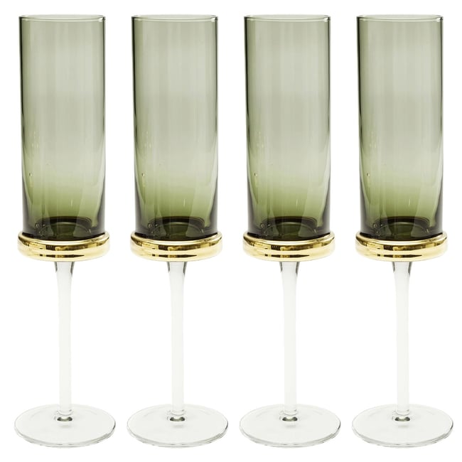 Lot de 4 flûtes à champagne, INNOCENT Couleur vert <span itemprop=