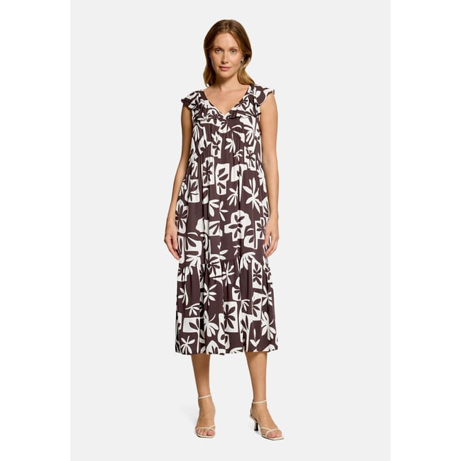 Robe casual à manches à ailettes brown/white <span itemprop=