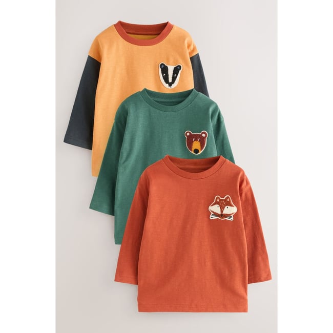T-shirt à motif appliqué, lot de 3 bois jaune ocre <span itemprop=