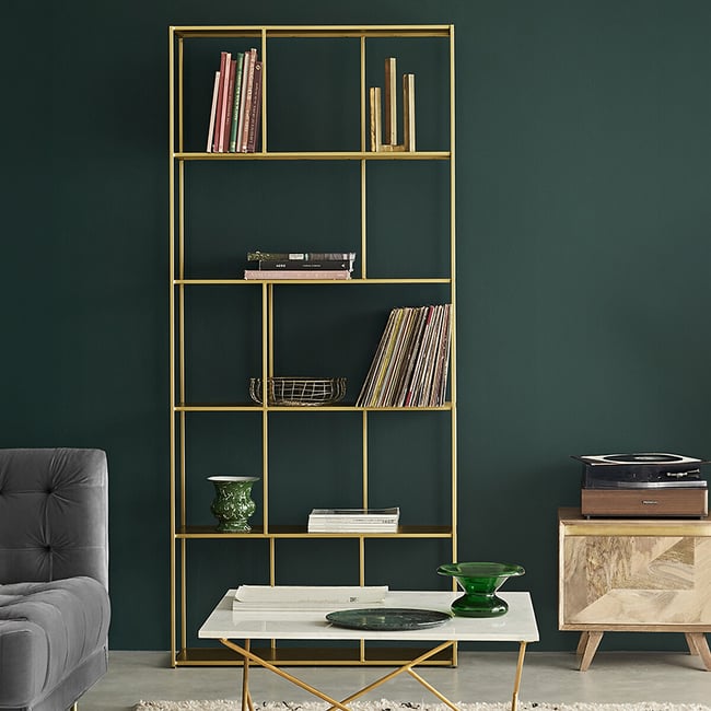 Aero Steel Shelving, aged brass, SWOON