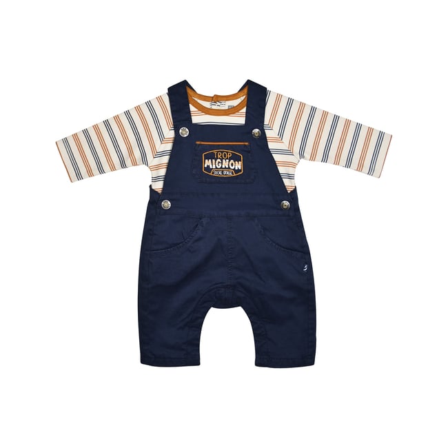 Tee shirt salopette ibrahim twill long naissance bleu <span itemprop=