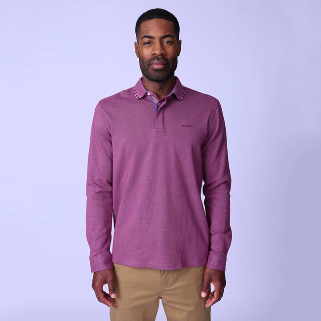 Polo piqué Oxford bordeaux <span itemprop=