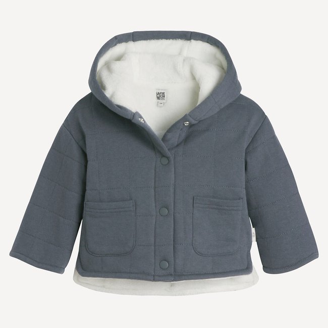 Sweatjacke mit Steppnähten und Kuschelfutter anthrazit <span itemprop=