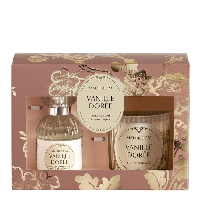 Coffret parfum et bougie Vanille Dorée TRÉSOR DE FLEURS Couleur rose <span itemprop=