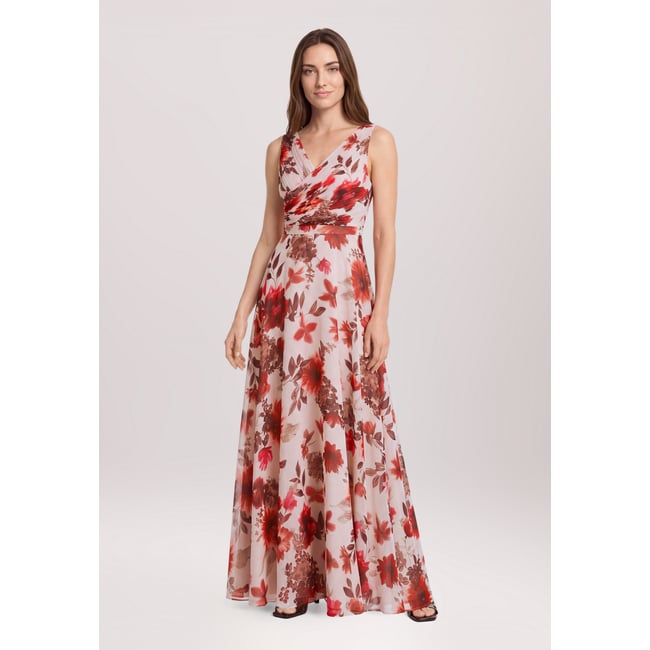 Robe de soirée à plis cream/red <span itemprop=