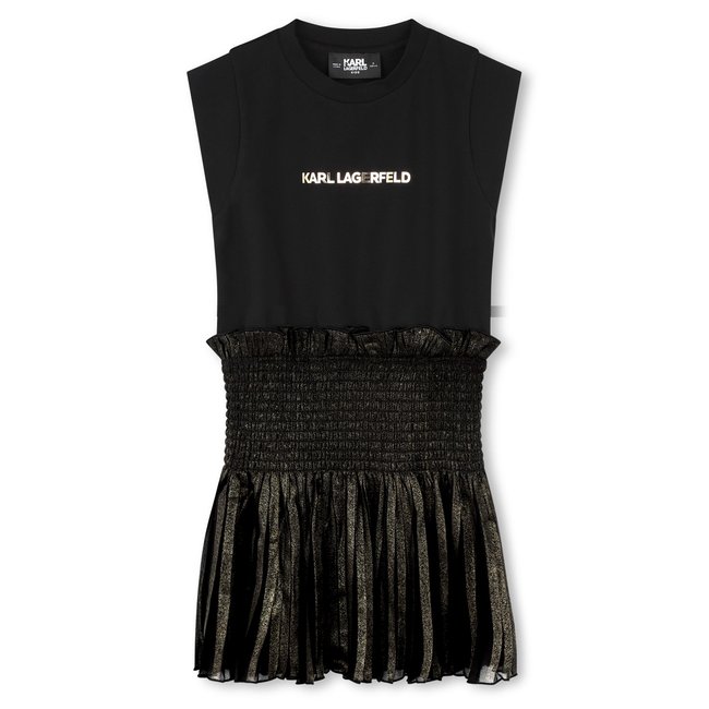 Robe multimatière noir dore <span itemprop=