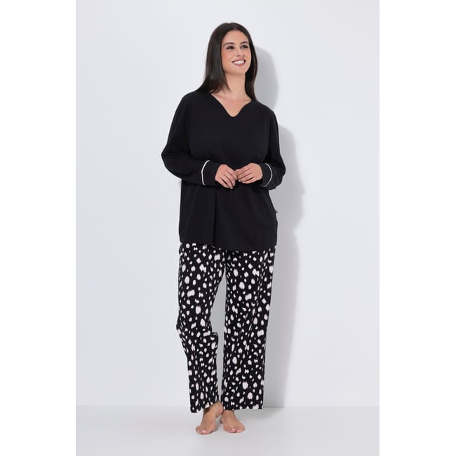 Pyjama et masque de sommeil, motif dalmatien noir <span itemprop=
