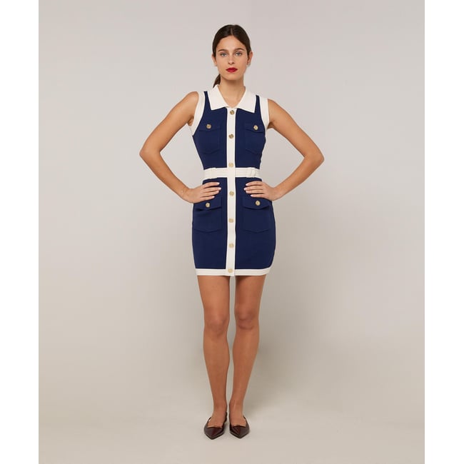 Robe courte en maille blanc <span itemprop=